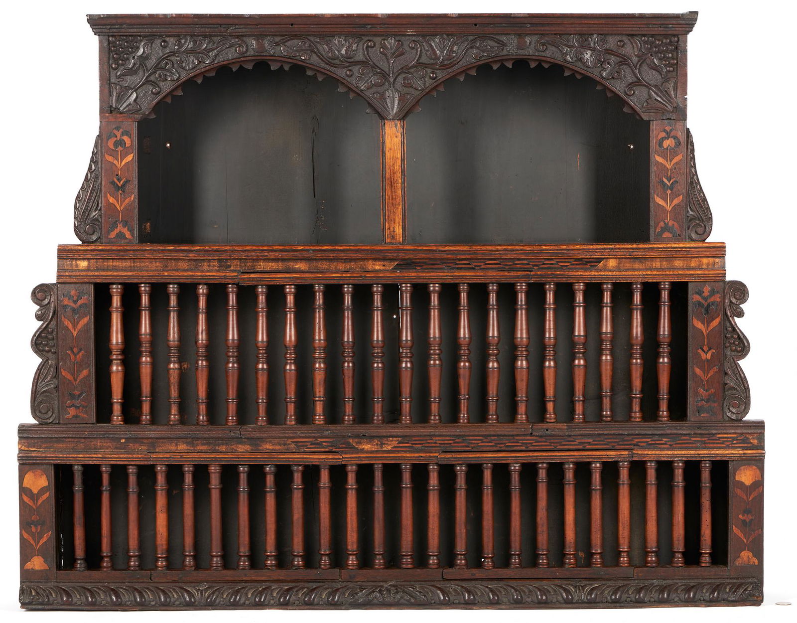 Inlaid Oak Hanging Livery or Mural Cupboard (1 of 11)