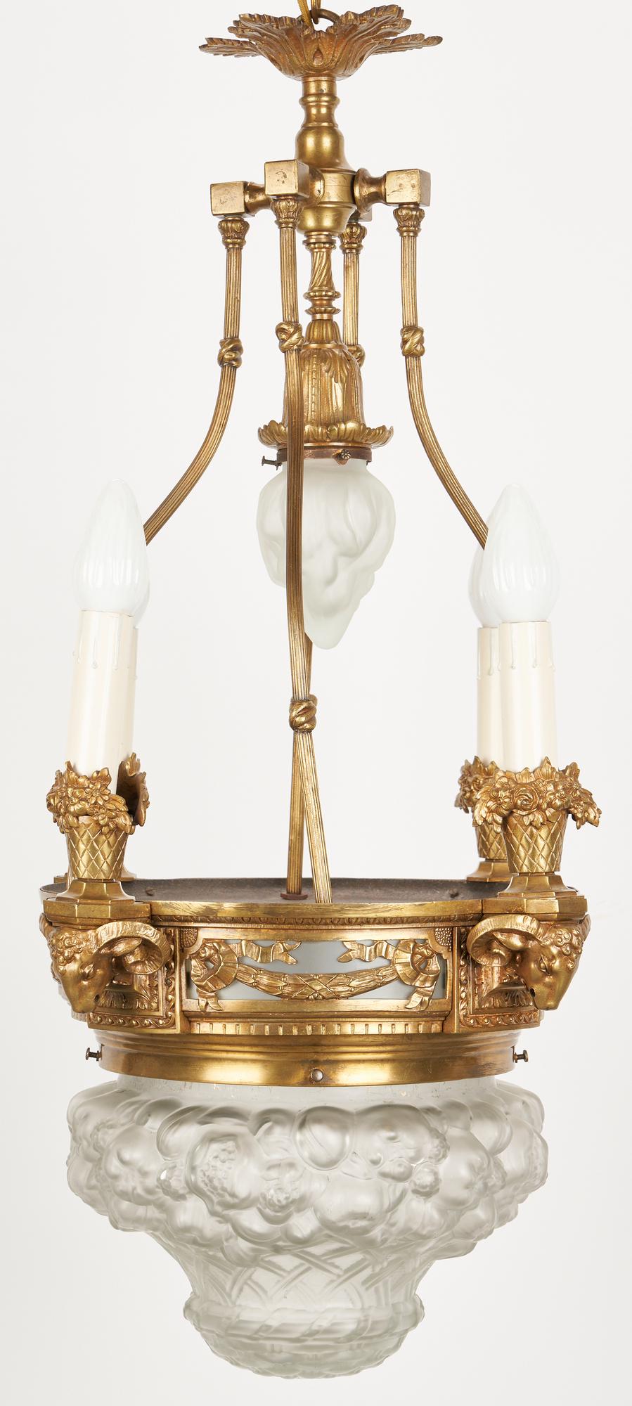 French Bronze Lantern Chandelier w/ Relief Molded Dome (1 of 9)