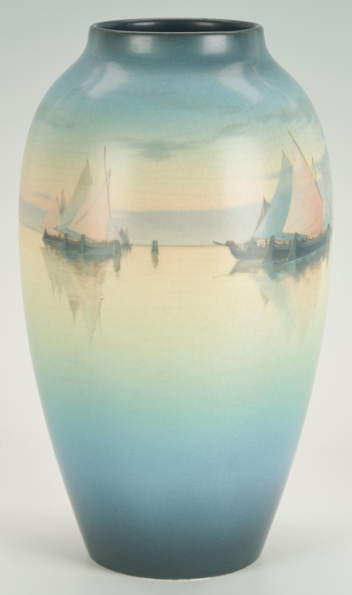 Carl Schmidt 13" Rookwood Vase, Marine Harbor Scene (1 of 12)