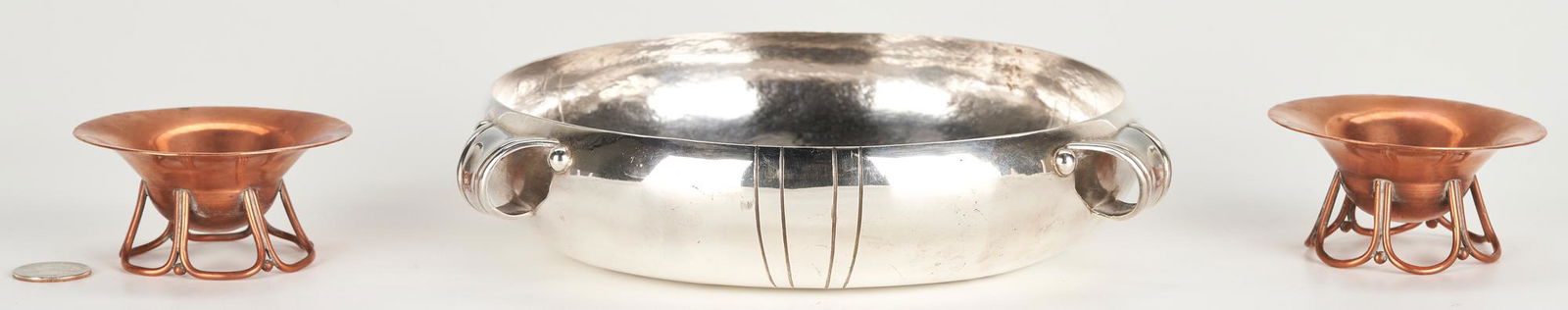 William Spratling Sterling Silver Bowl and 2 Copper Salt Cellars, 3 items (1 of 11)