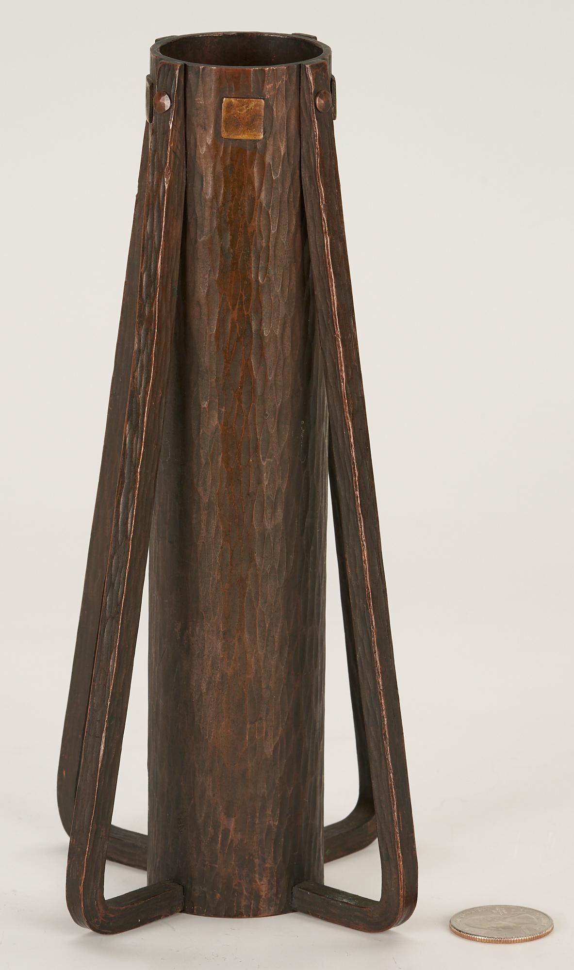 Roycroft Arts & Crafts Copper Buttress Vase by Karl Kipp (1 of 12)