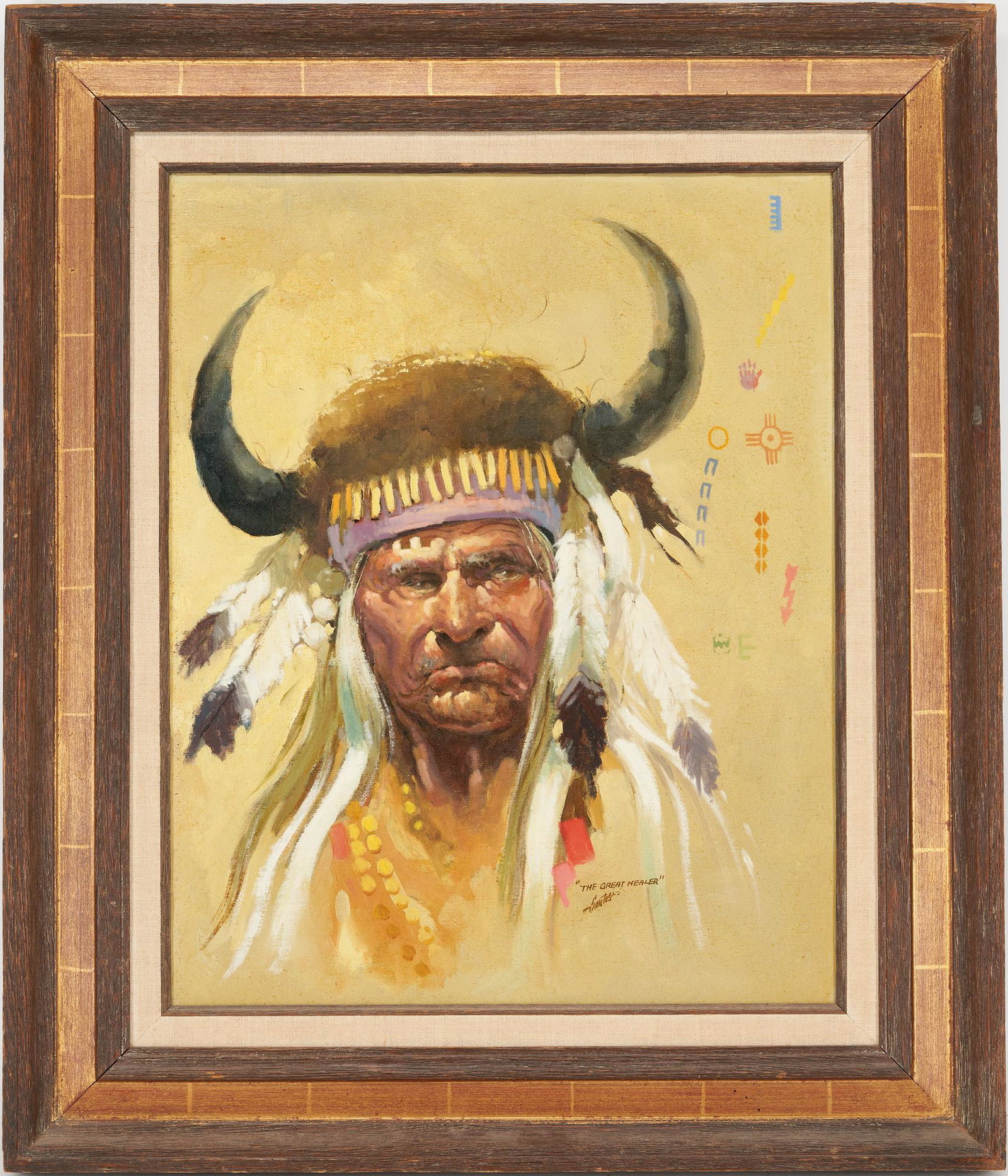 Santos Barbosa Framed O/B Painting of a Medicine Man (1 of 9)