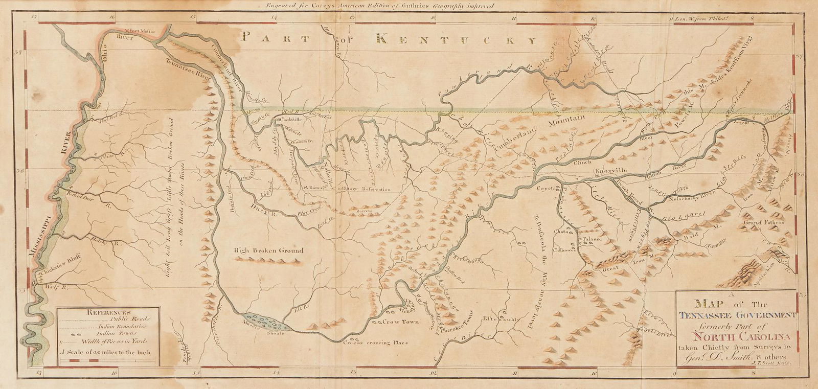 Early Map of Tennessee, Daniel Smith, 1795 (1 of 10)
