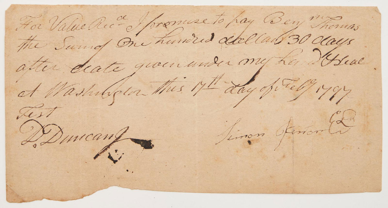 Early American Simon Kenton Signed Promissory Note, 1797 (1 of 4)