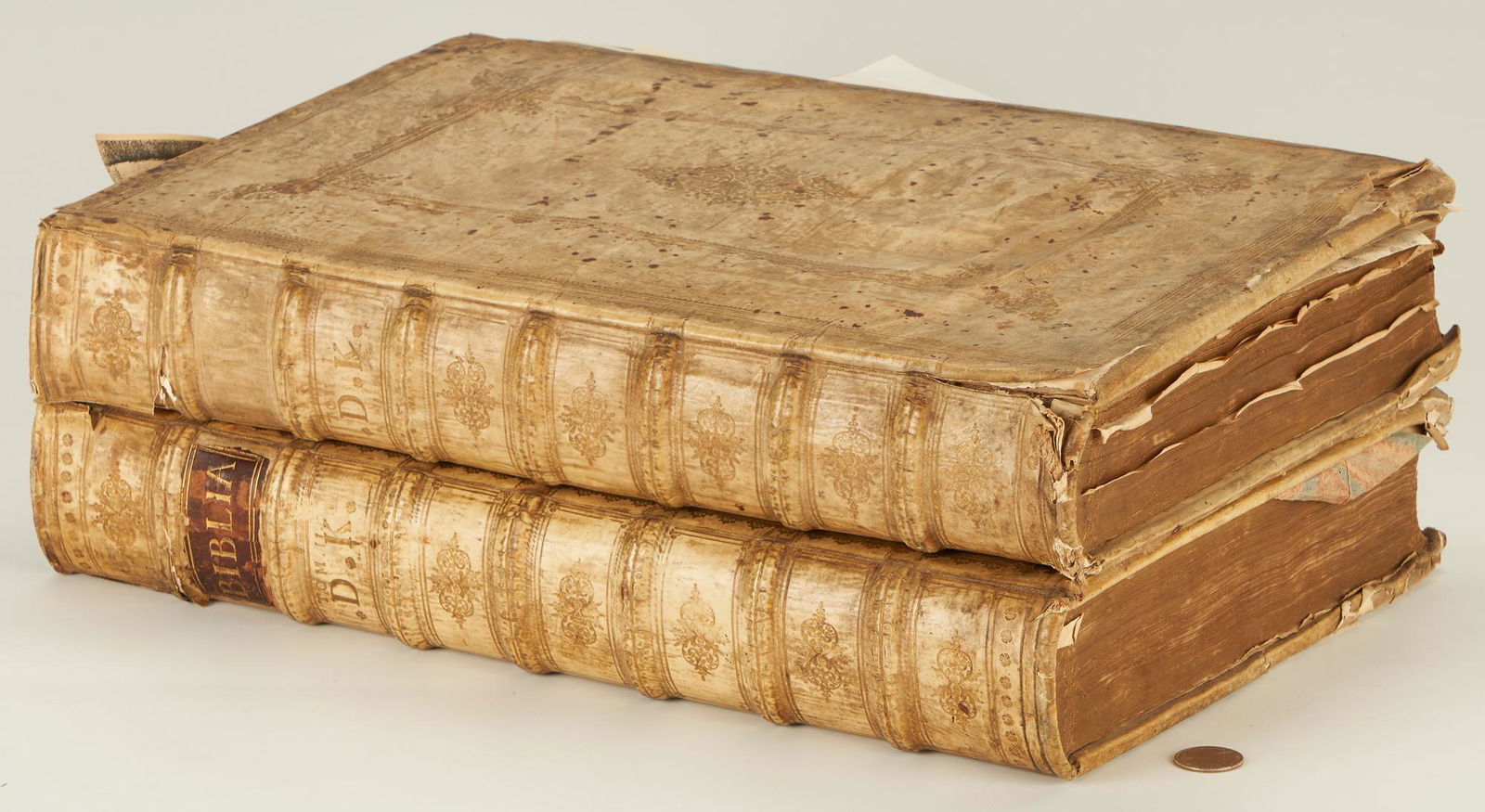 2 Martin Luther German Biblical Vellum Bound Books, incl. Biblia 1708 (1 of 11)