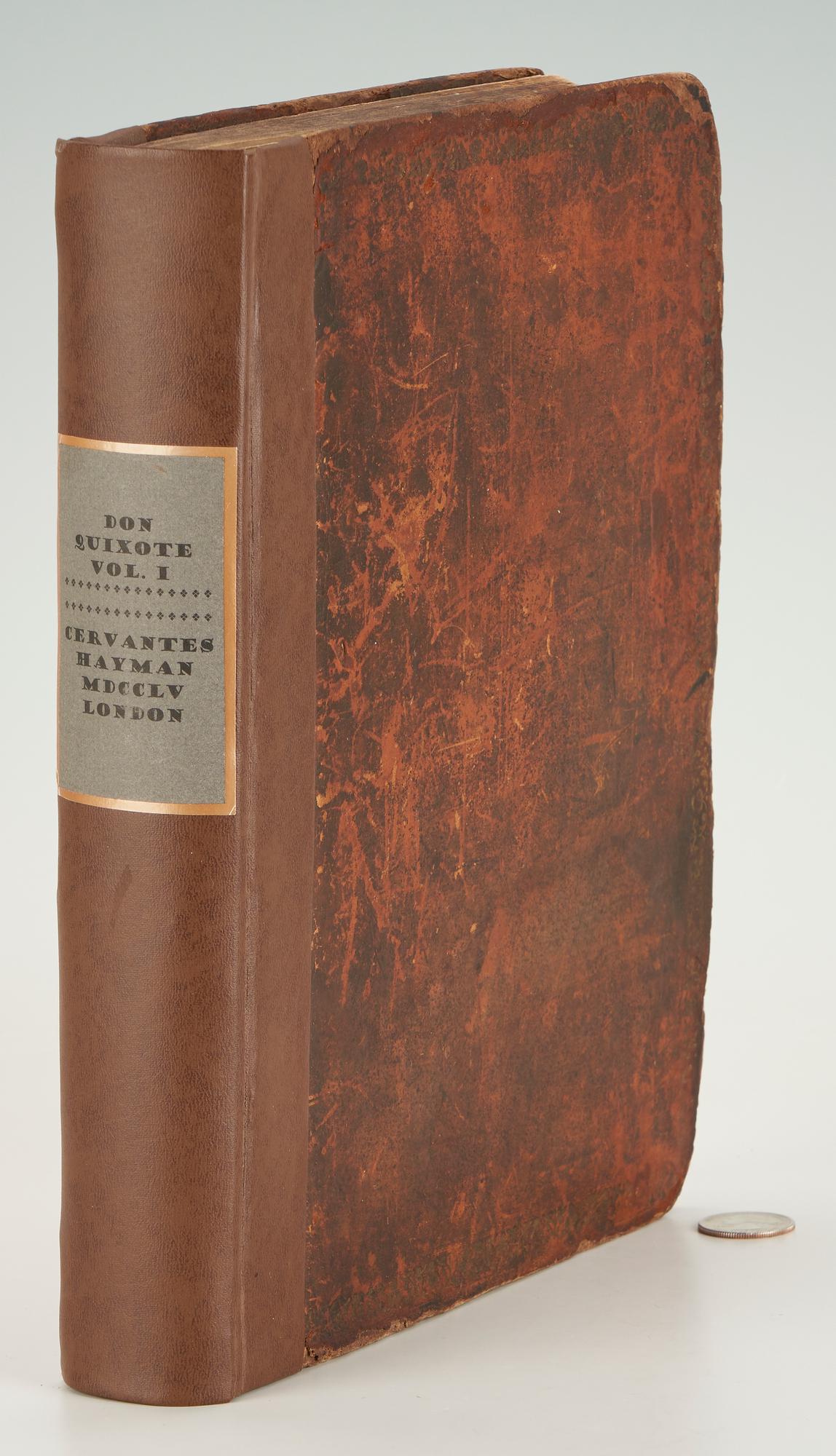 Don Quixote, Vol. I, T. Smollett Ed., 1755: THE HISTORY AND ADVENTURES OF THE RENOWNED DON QUIXOTE, Vol. I, translated from the Spanish of Miguel de Cervantes Saavedra by Tobis Smollett, printed for A. Miller, et al., London, 1755. Hardcover oc