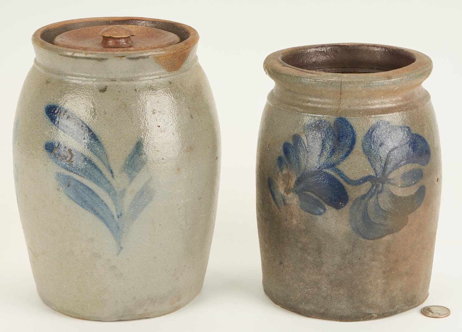 2 Cobalt Decorated Stoneware 1-Gallon Jars, Poss. Mid-Atlantic (1 of 7)