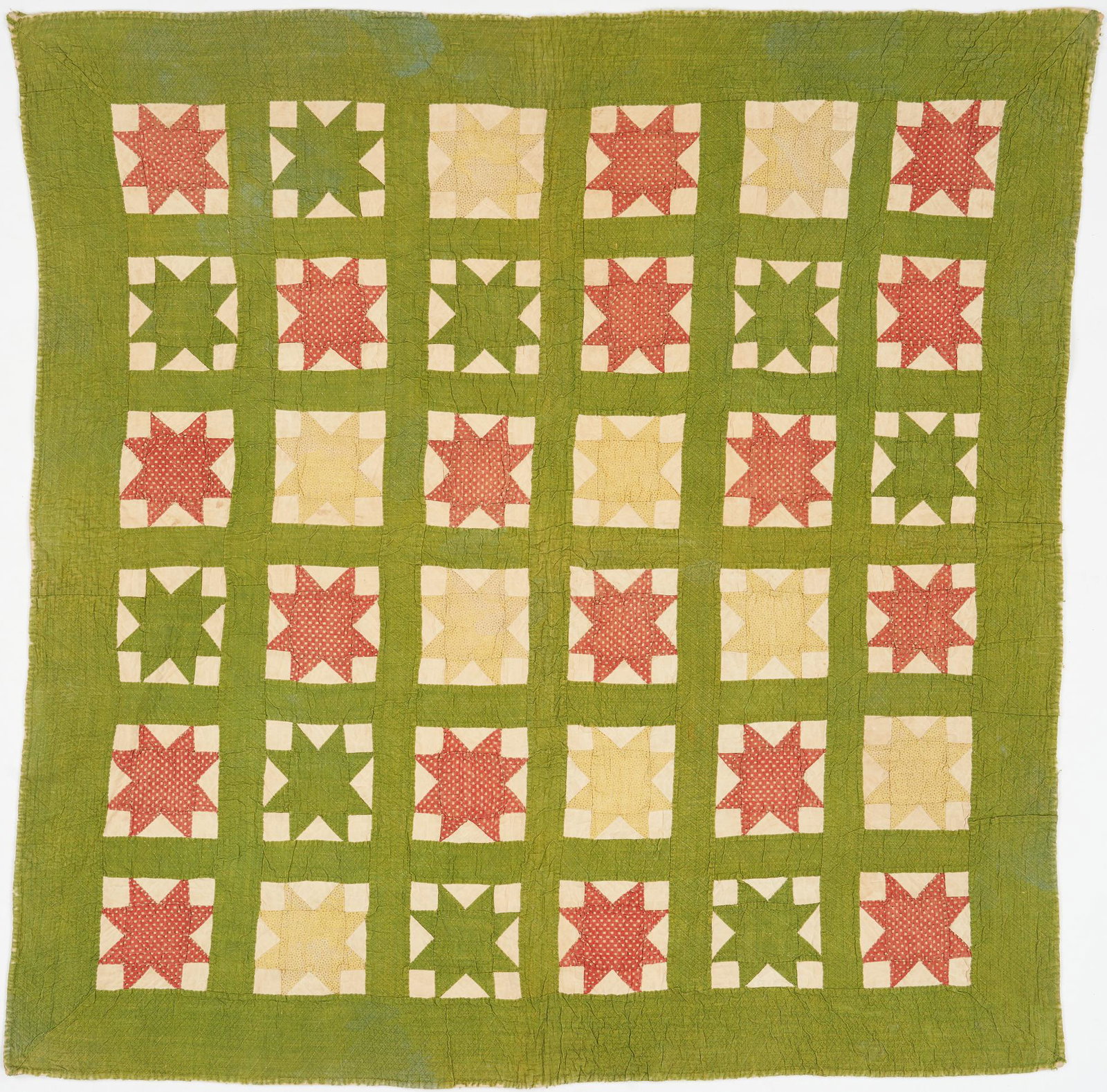 American Evening Star Crib Quilt Circa 1860s (1 of 9)