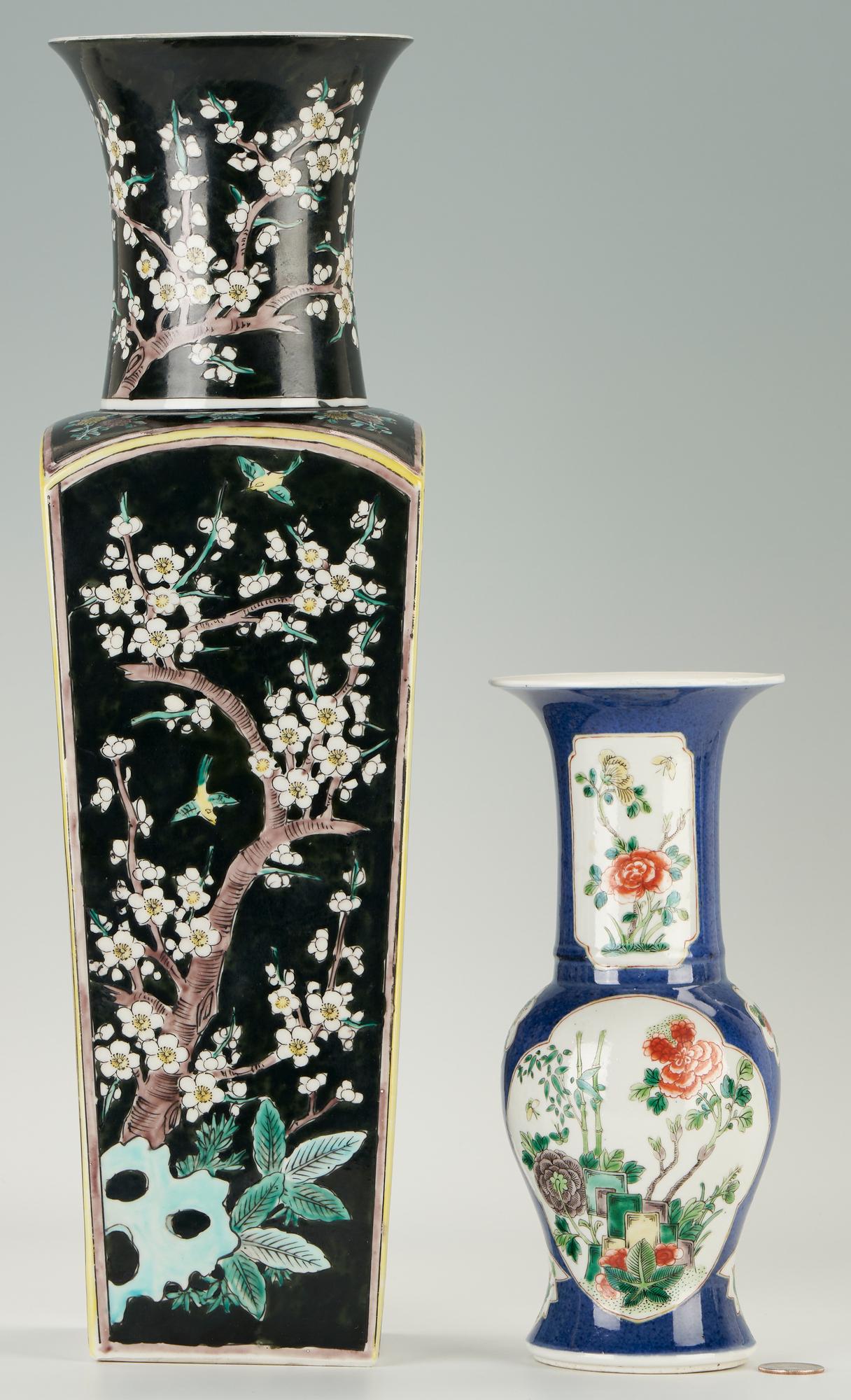 2 Chinese Vases: Famille Noir & Famille Verte Powder Blue (1 of 10)