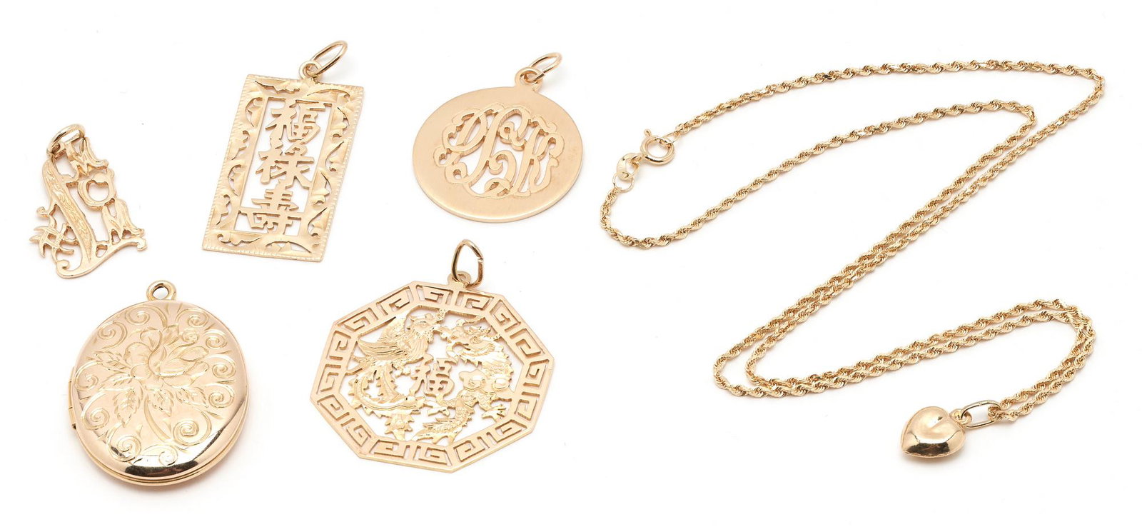 6 14K Yellow Gold Pendants Plus Necklace (1 of 12)