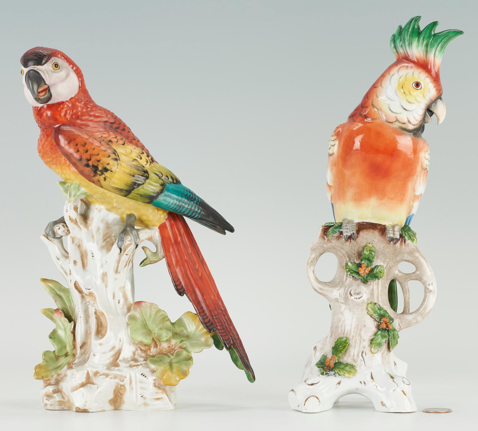 2 German Porcelain Bird Figures, Parrot & Macaw (1 of 11)
