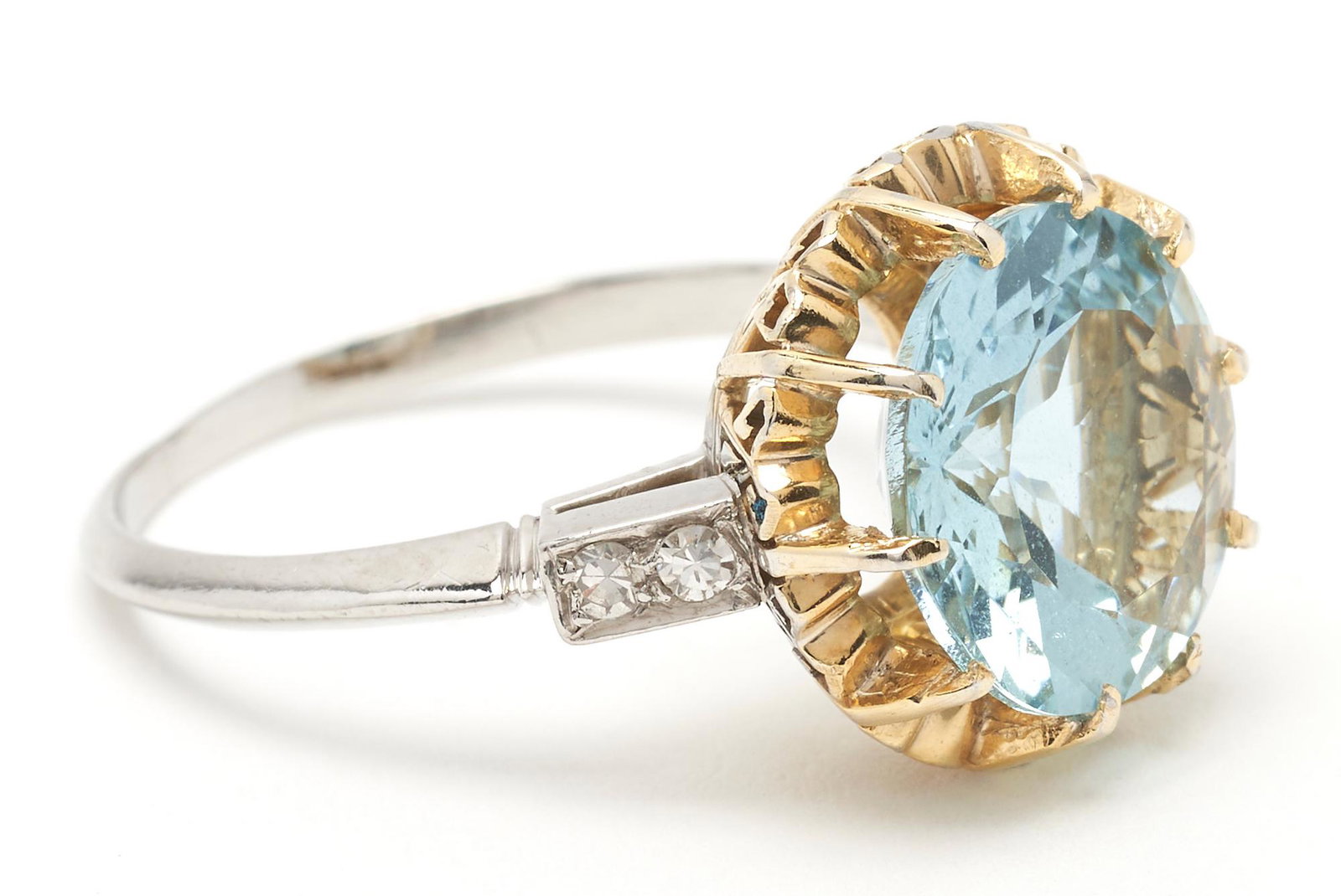 Ladies Platinum & Gold Aquamarine Ring (1 of 7)