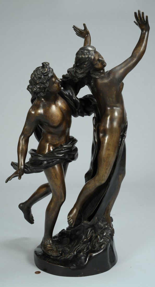 Bronze sculpture of Apollo & Daphne, after Bernini: Bronze sculpture of "Apollo and Daphne" after the life size marble sculpture by Gian Lorenzo Bernini. Signed "L. Bernini" on base. 32 1/4" H. Proceeds benefit the Sisters of Mercy, Knoxville, TN.