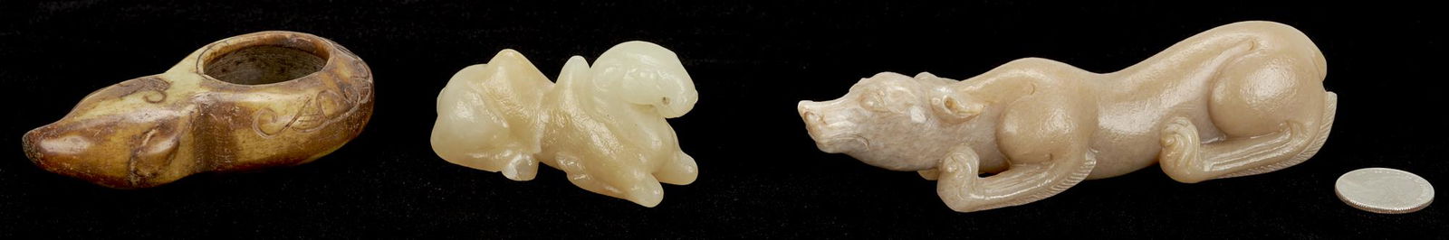 3 Chinese Jade Figural Carvings, incl. Dog, Camel & Gourd (1 of 10)