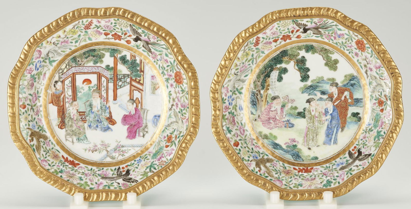 Pr. Chinese Export Famille Rose Dishes, Turquoise Backs (1 of 13)