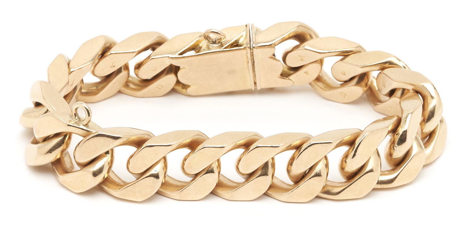 18K Gold Men's Flat Curb Link Bracelet (1 of 9)