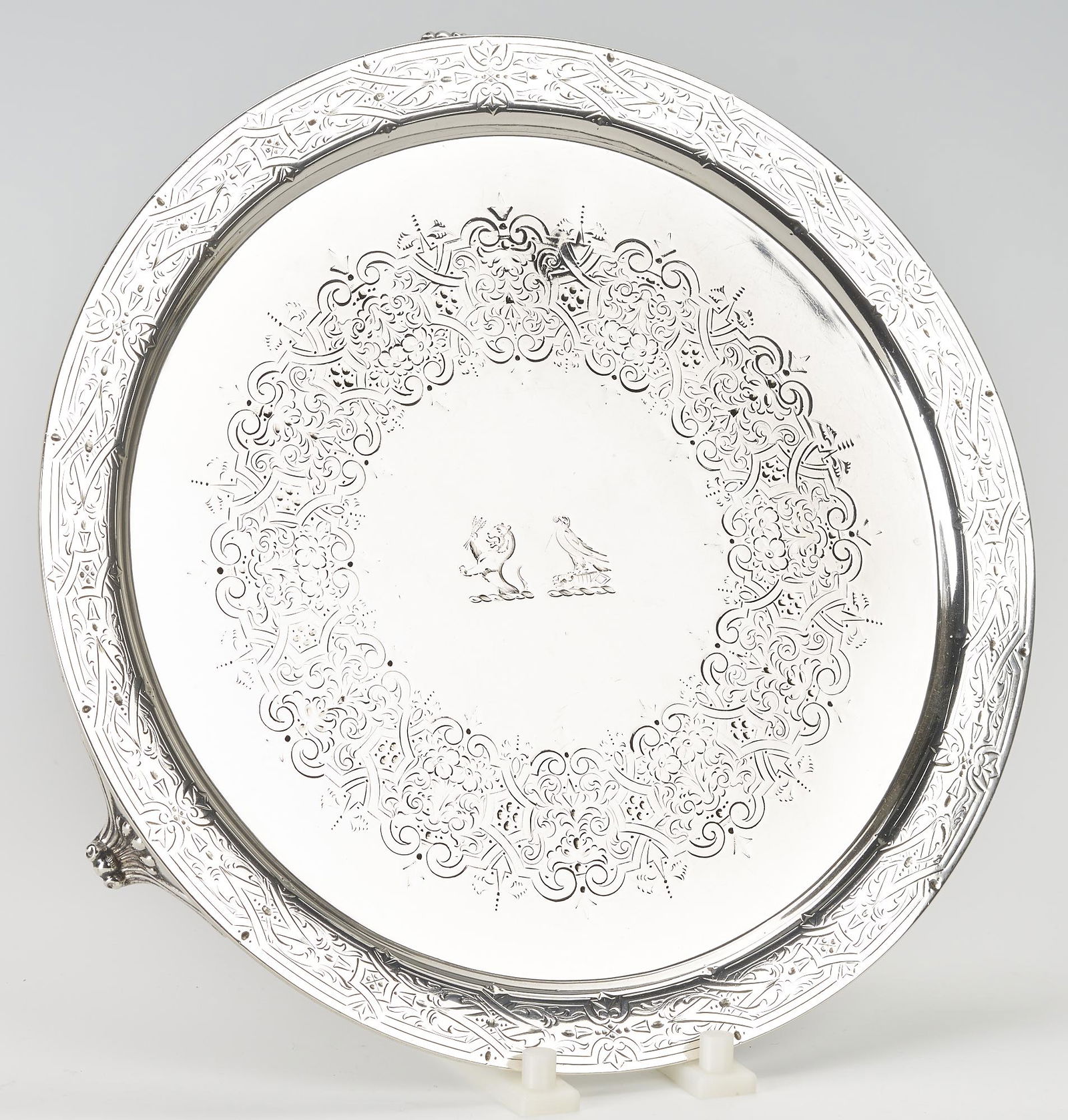 Victorian Sterling Silver Footed Round Tray (1 of 11)