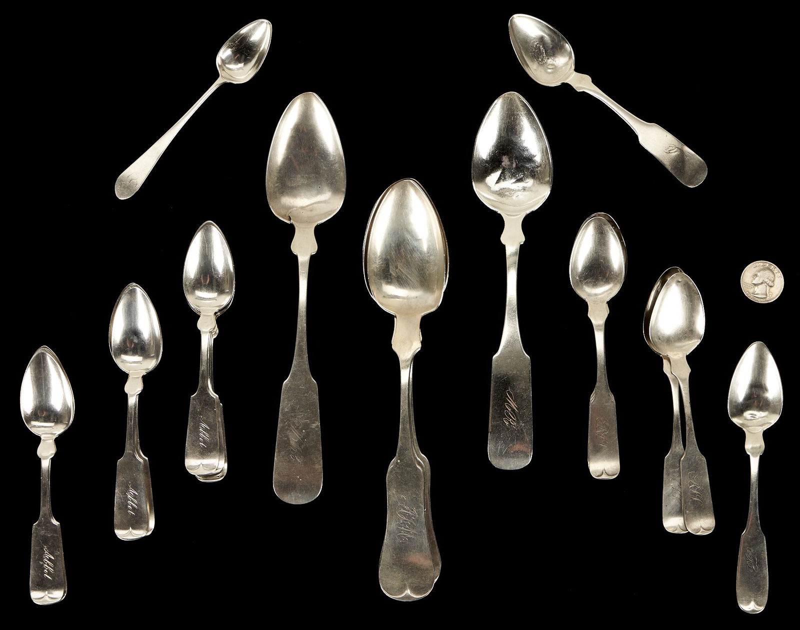 23 Pcs. Assorted Coin Silver Flatware, incl. TN, KY, VA, OH (1 of 8)