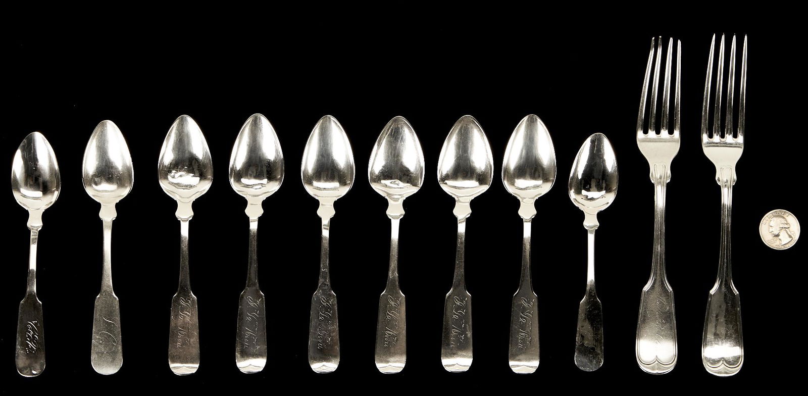 11 Pieces Coin Silver of Vicksburg, Mississippi interest (1 of 10)