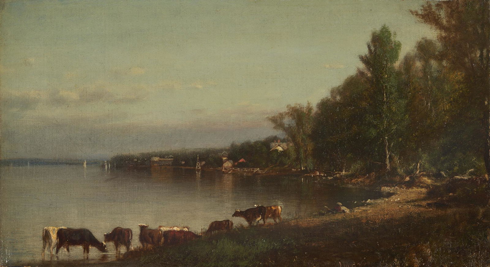 James McDougal Hart O/C Painting, Coastal Landscape With Cows (1 of 14)