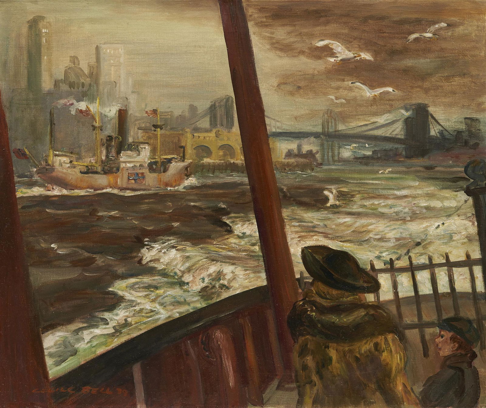 Cecil Bell O/C Painting, Leaving Manhattan (1 of 14)