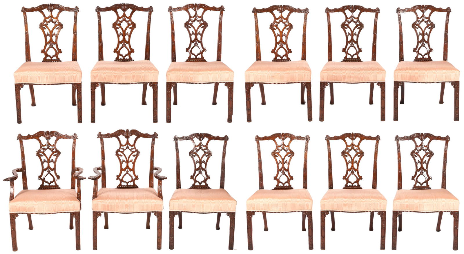Set of 12 English Chippendale Style Mahogany Chairs (1 of 20)
