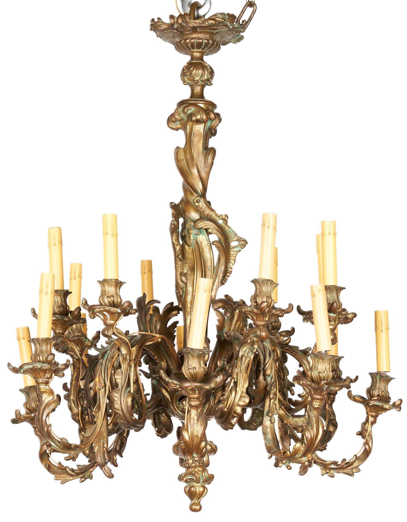 French Rococo-Style 15-Light Gilt Bronze Chandelier, 19th Century (1 of 10)
