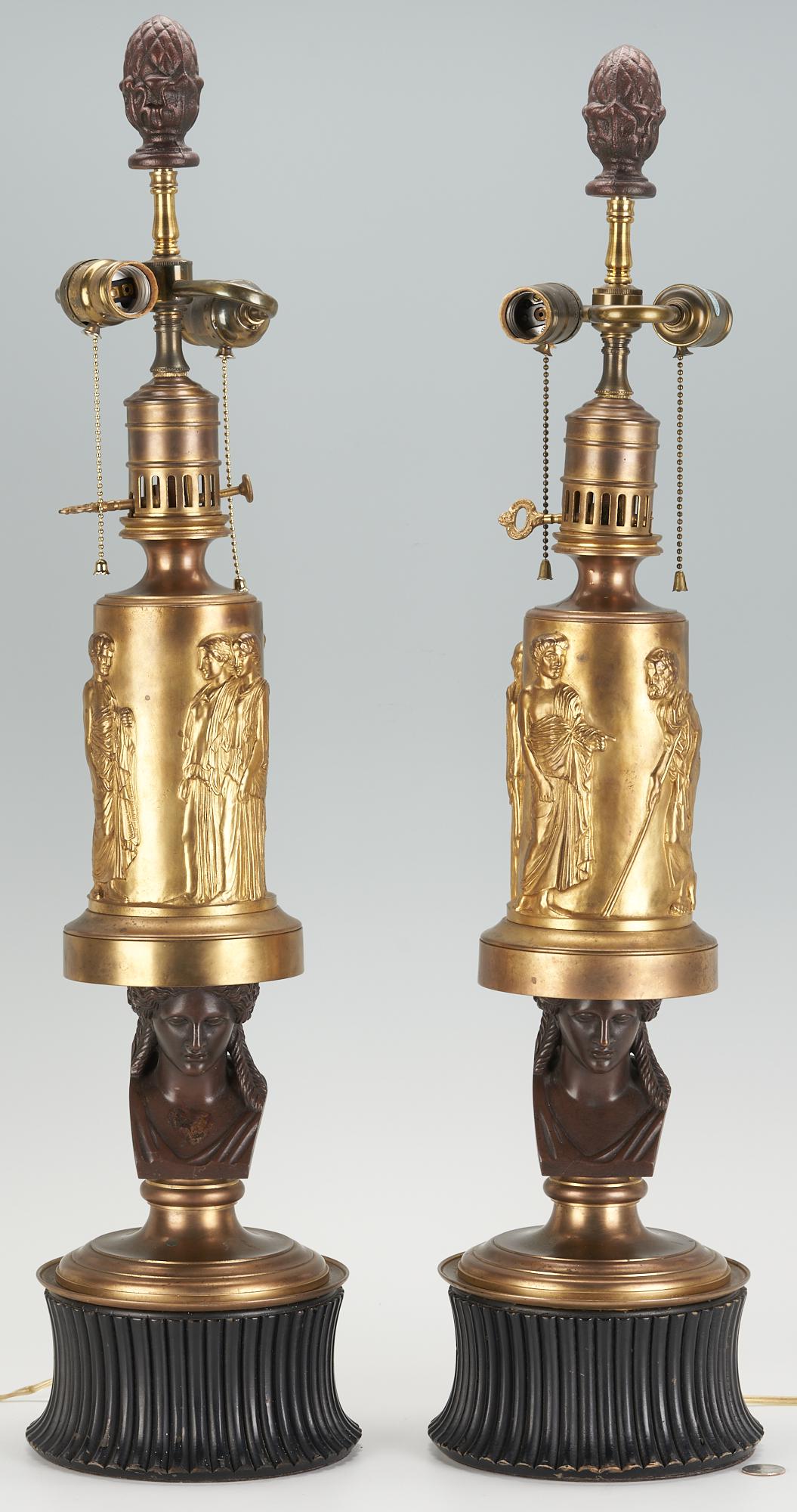 Pair Neoclassical Parcel Gilt Bronze Lamps, Barbedienne (1 of 10)
