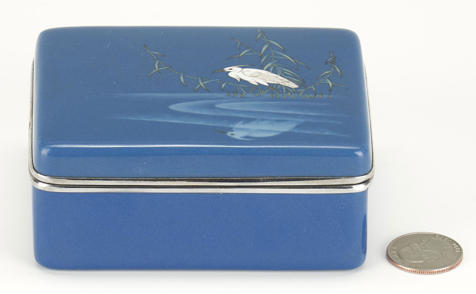 Cloisonne Covered Box with Egret, poss. Ando Jubei (1 of 8)
