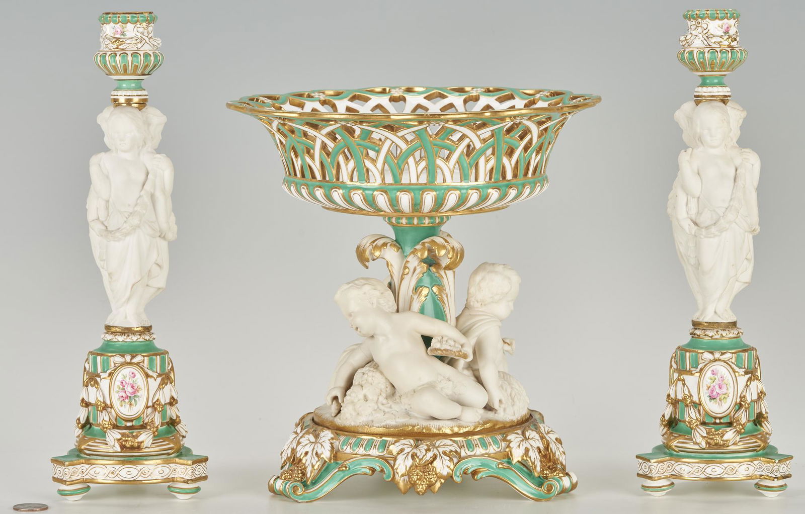 Minton Figural Porcelain Centerpiece w/ Pair of Candlesticks (1 of 15)