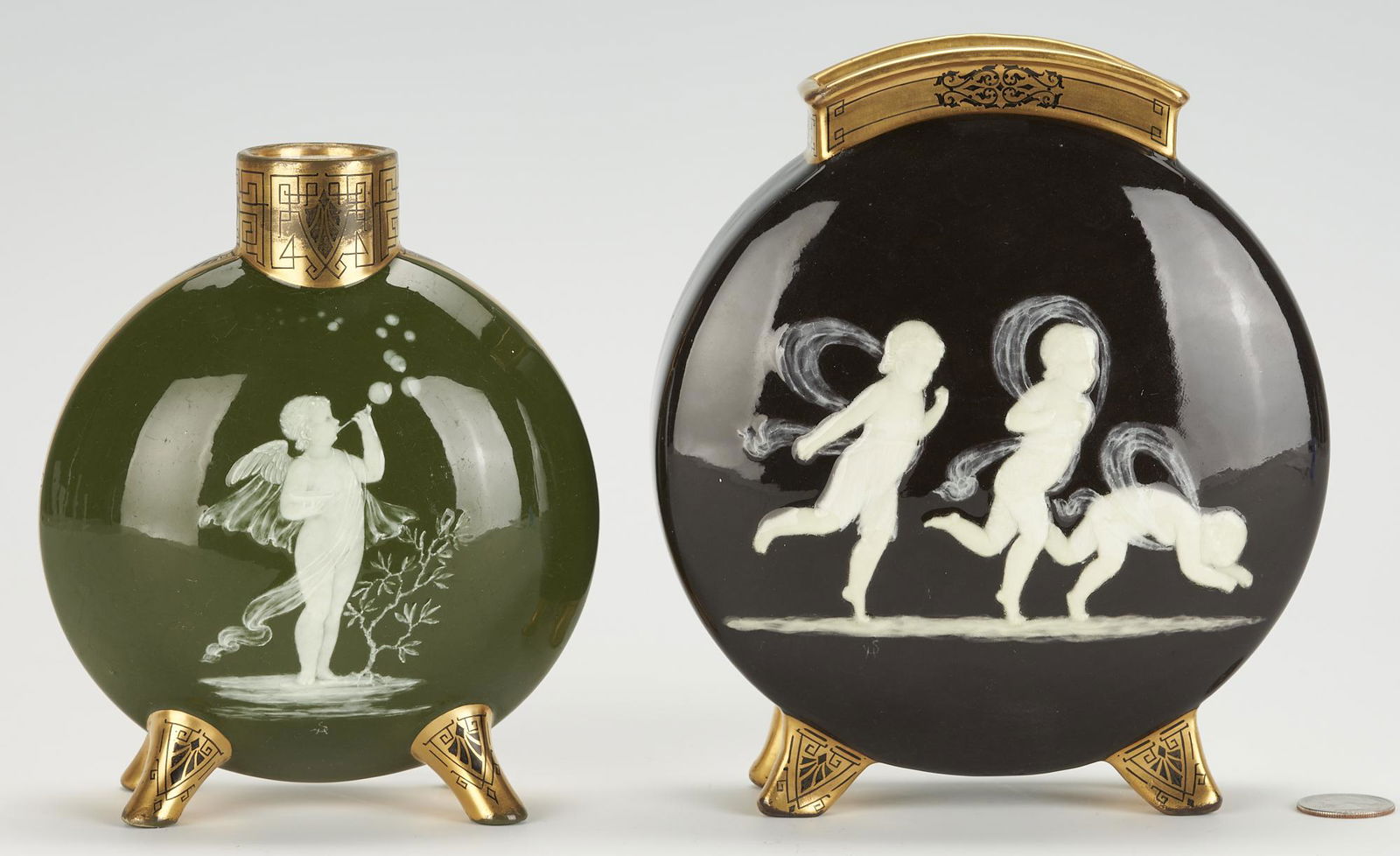 2 Moore Brothers Pate Sur Pate Flask Vases, Henry Saunders (1 of 16)