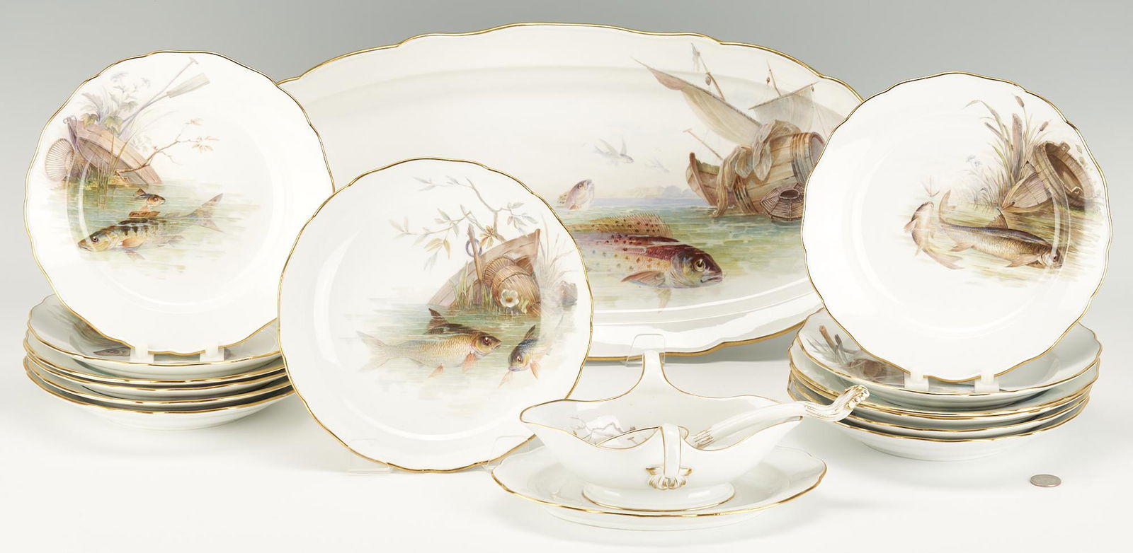 Meissen Porcelain Fish Set, 16 Pieces (1 of 20)