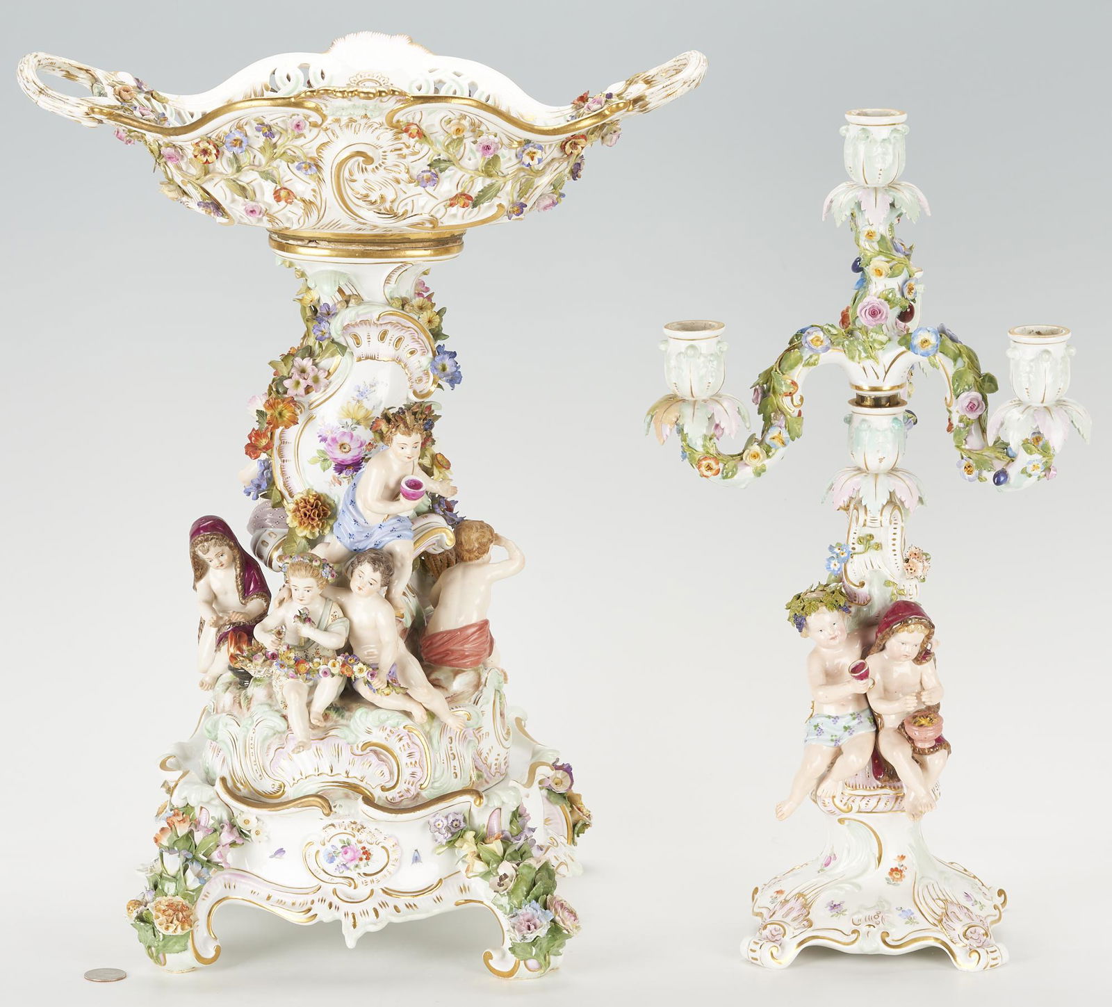 Meissen 4 Seasons Figural Centerpiece & Candelabra, 2 pcs. (1 of 20)