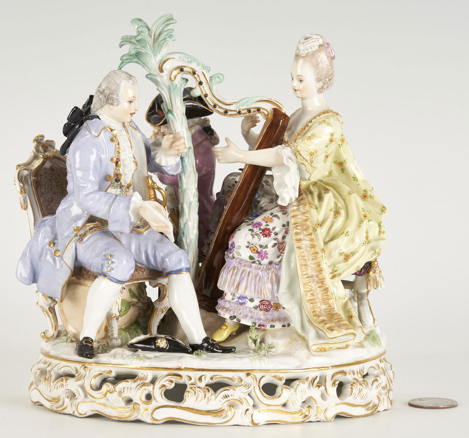 Meissen Porcelain Musical Figural Group w/ Harpist (1 of 12)