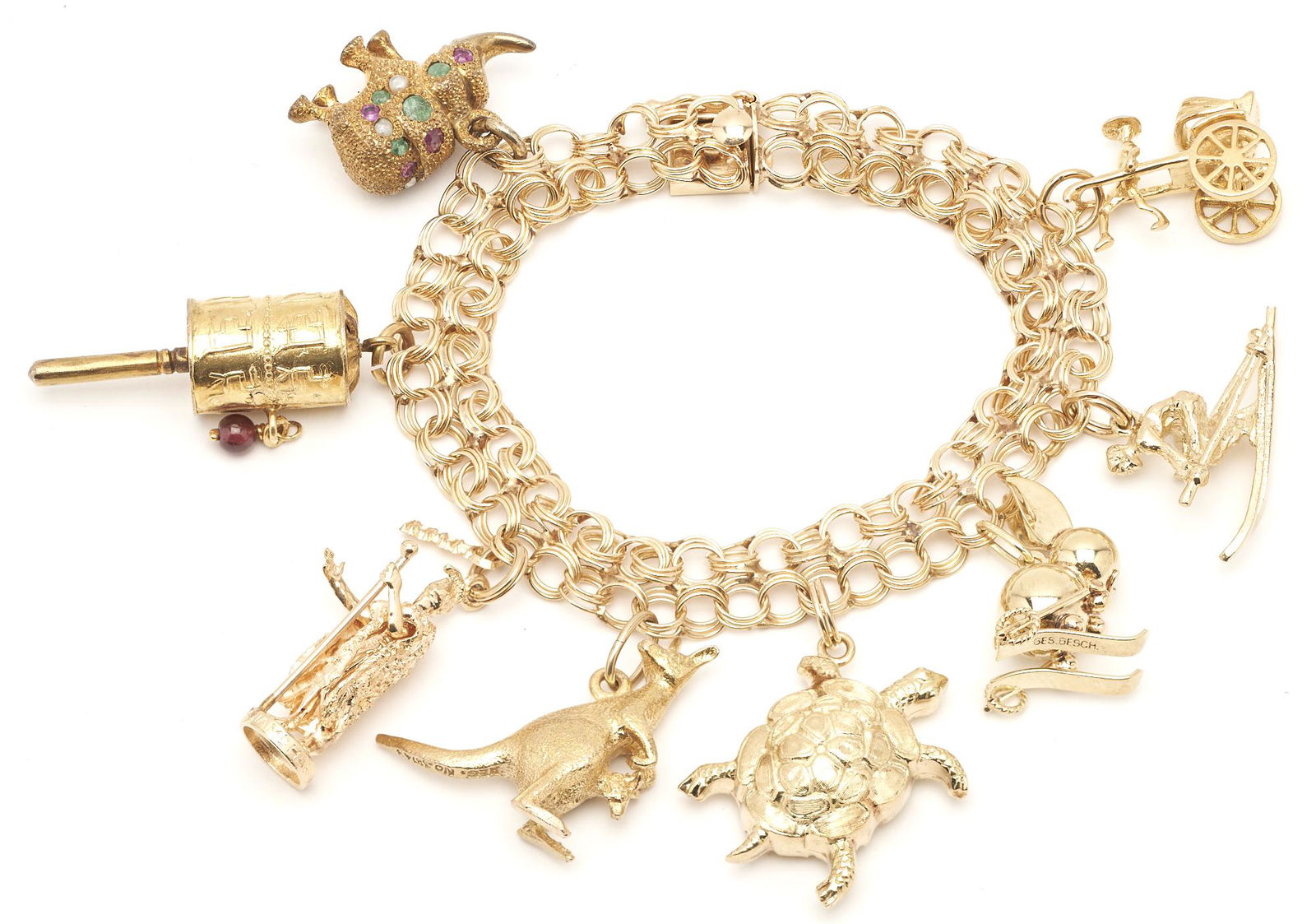 14K Charm Bracelet w/ 8 Gold Charms (1 of 5)