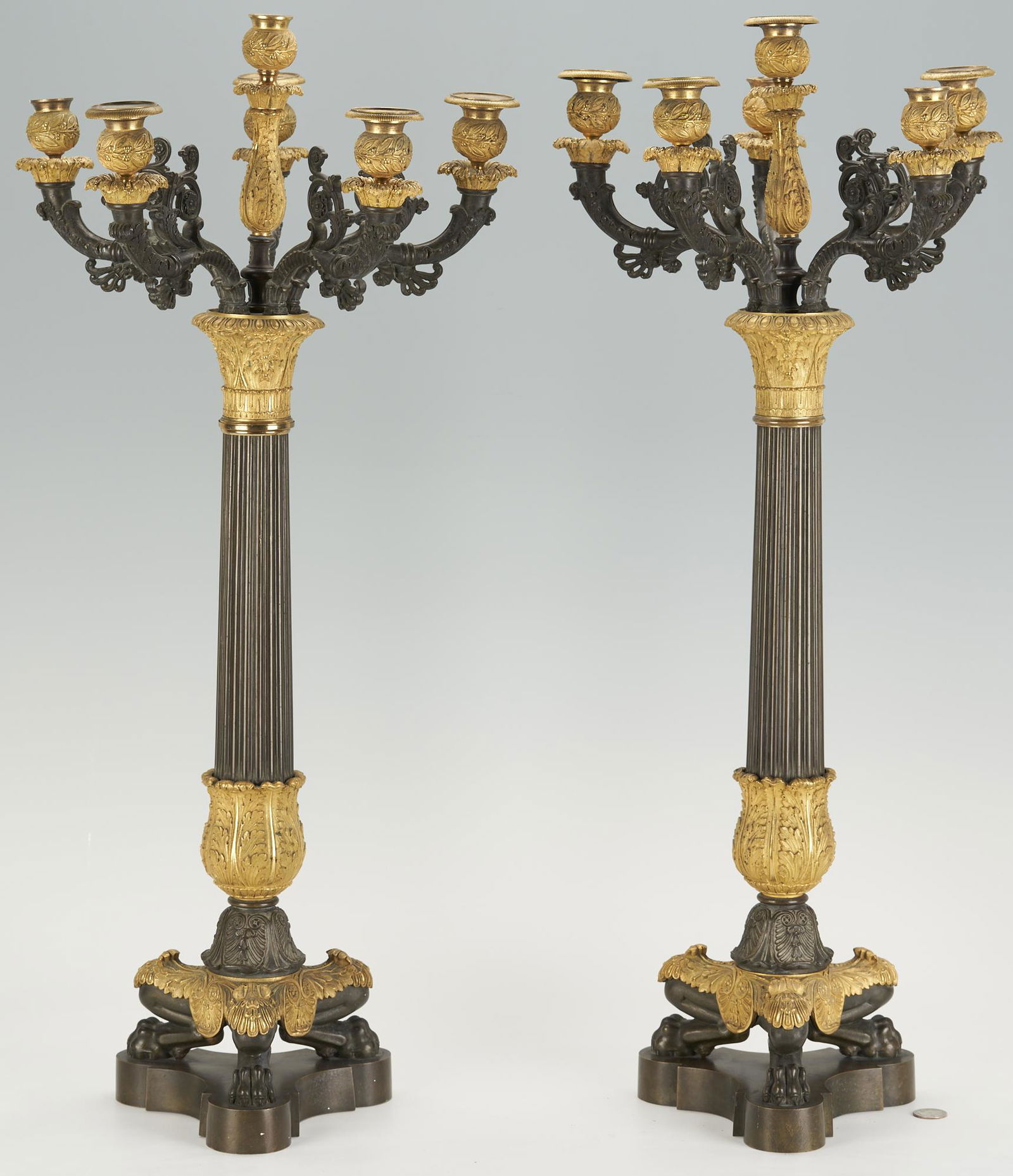 Pair of French Empire Gilt Bronze Candelabra (1 of 9)