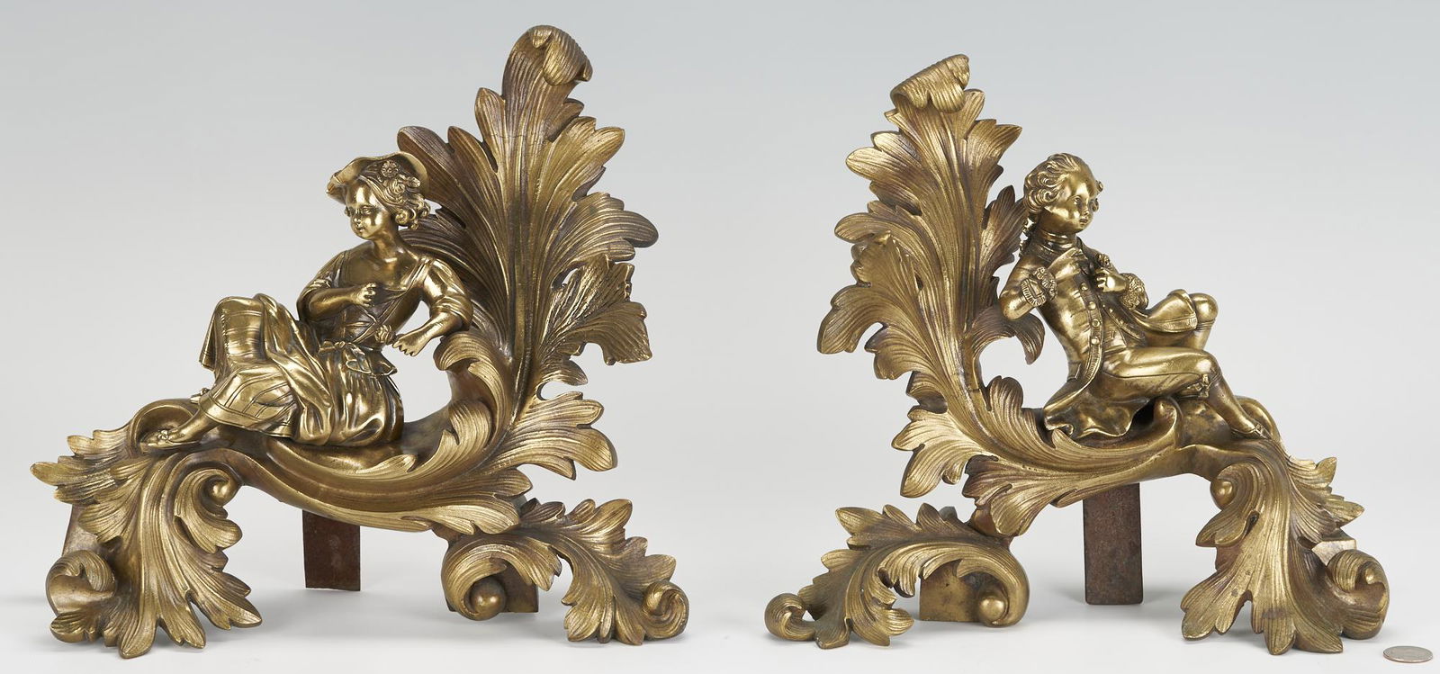 Pr. French Gilt Bronze Figural Chenets (1 of 12)