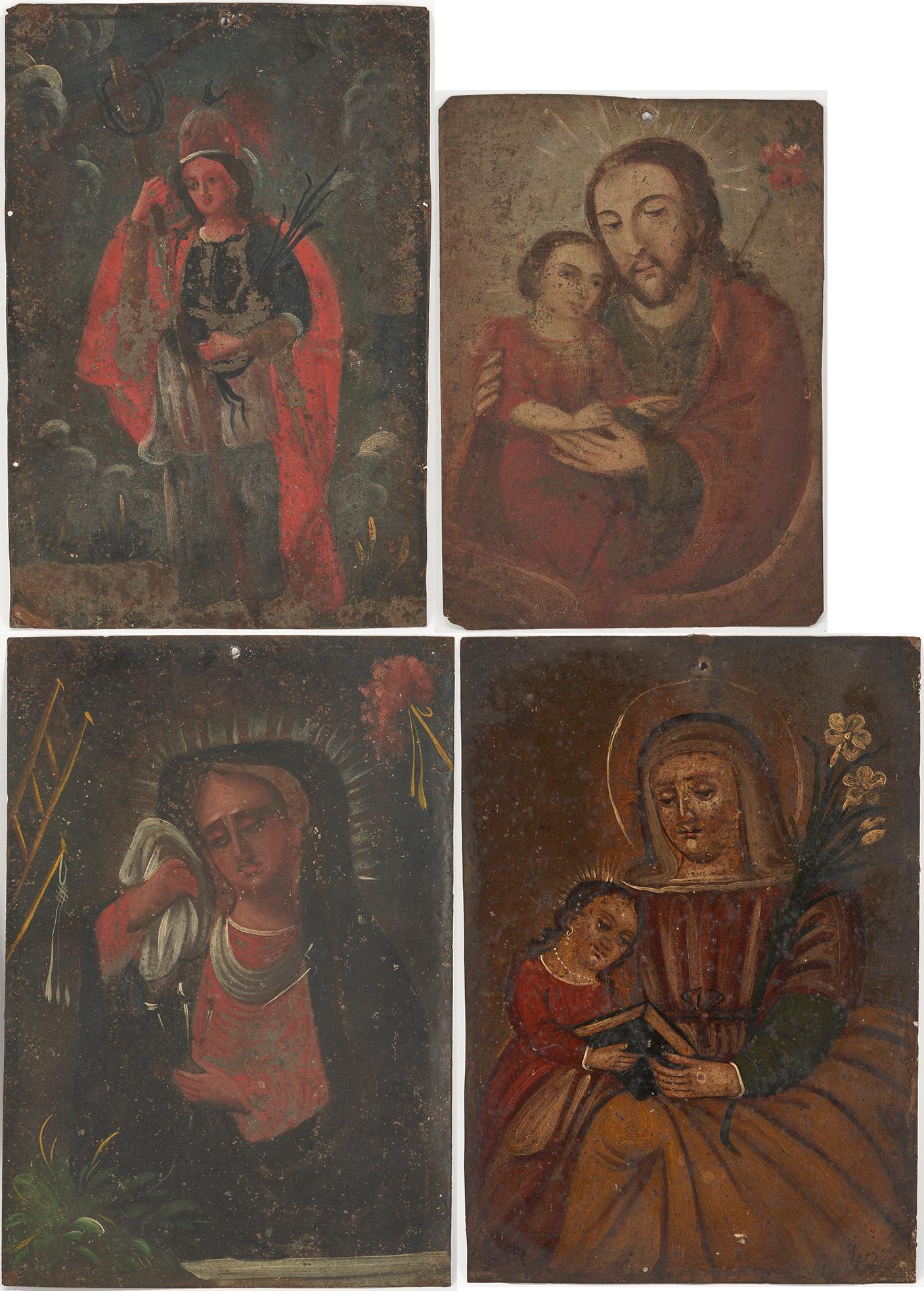 4 Mexican Folk Art Retablos, Our Lady of Sorrows, St. Anne, Joseph, & St. Boniface (1 of 20)