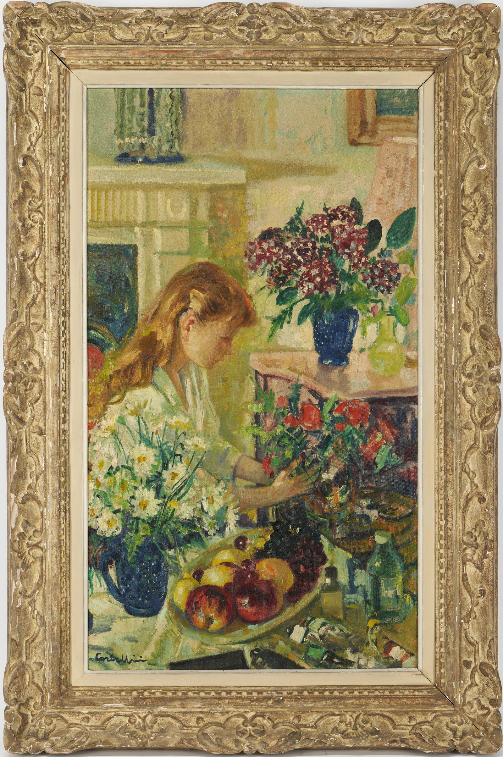 Luigi Corbellini O/C Interior Genre Scene, Arranging Bouquets (1 of 12)