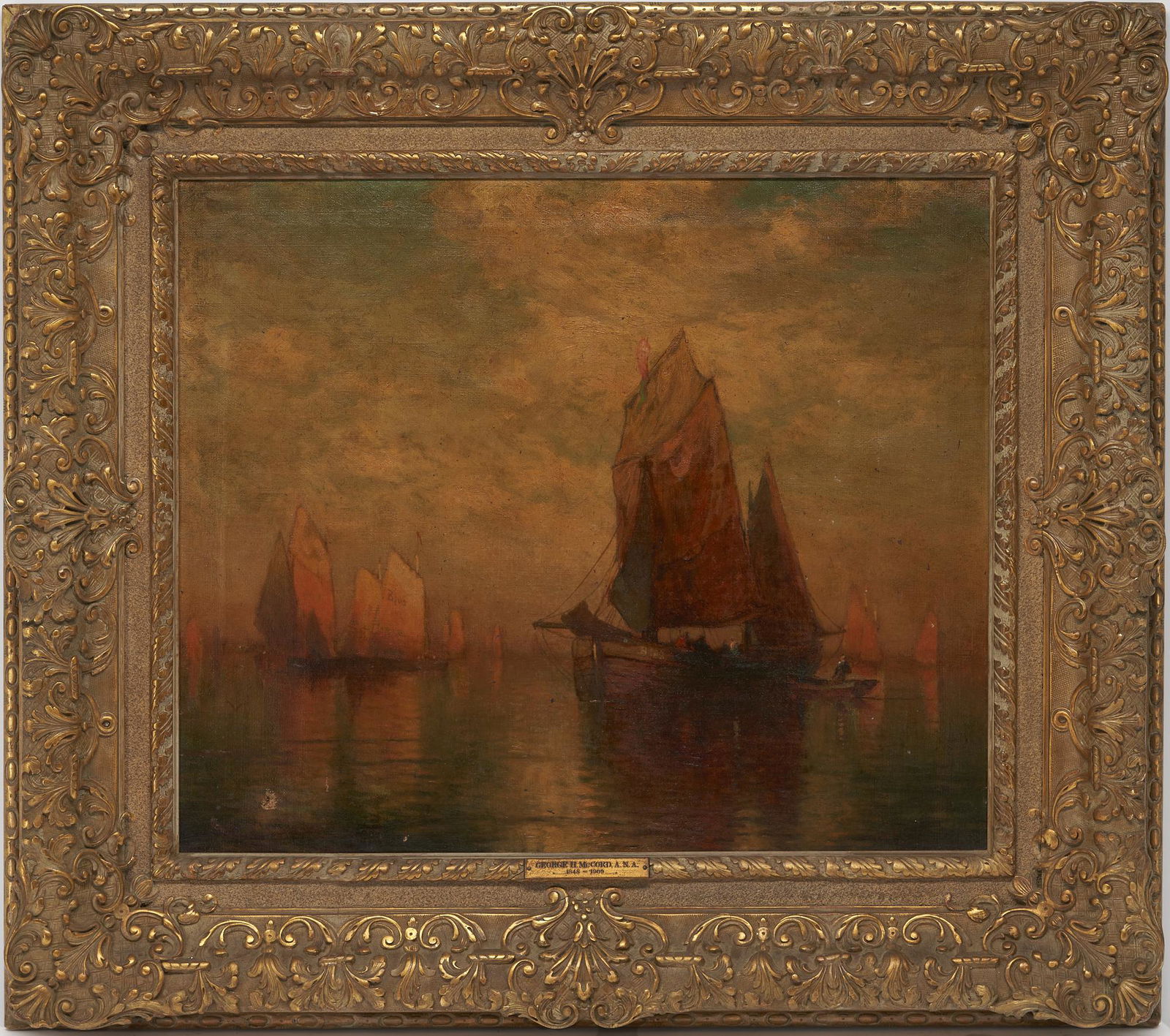 George McCord O/C Maritime Painting, Sailboats at Twilight (1 of 13)