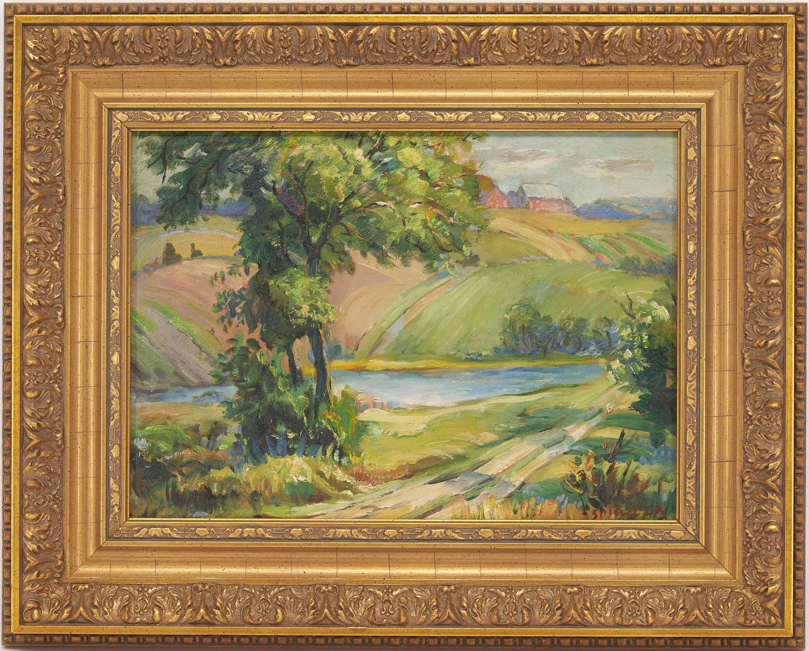 Francesco Spicuzza O/B Impressionist Painting, Rural Farm Scene (1 of 10)