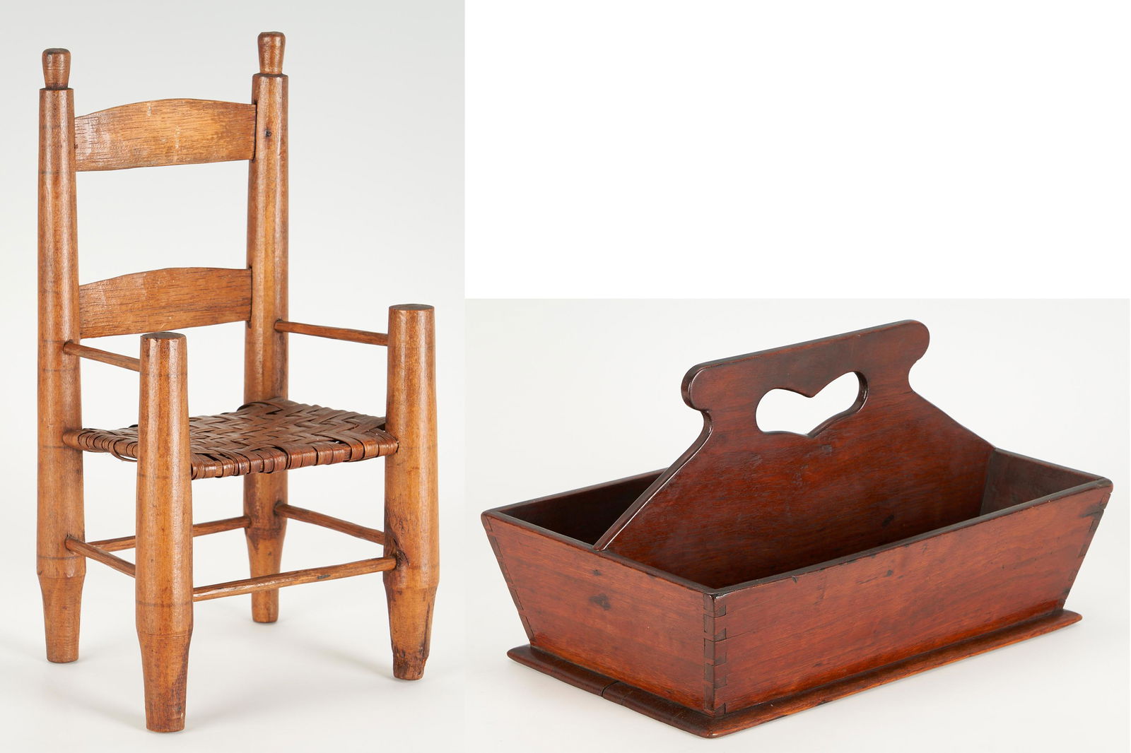 Kentucky Dovetailed Heart-Handle Cutlery Tray & Miniature Ladderback Armchair (1 of 18)