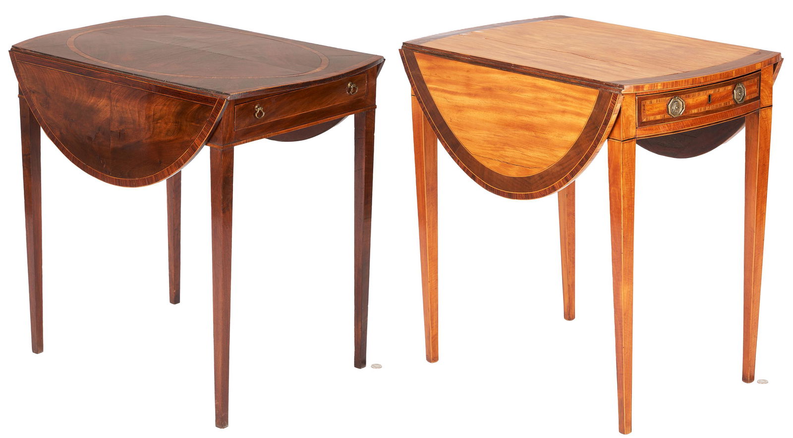 2 English George III Style Cross Banded Drop Leaf Pembroke Tables (1 of 20)