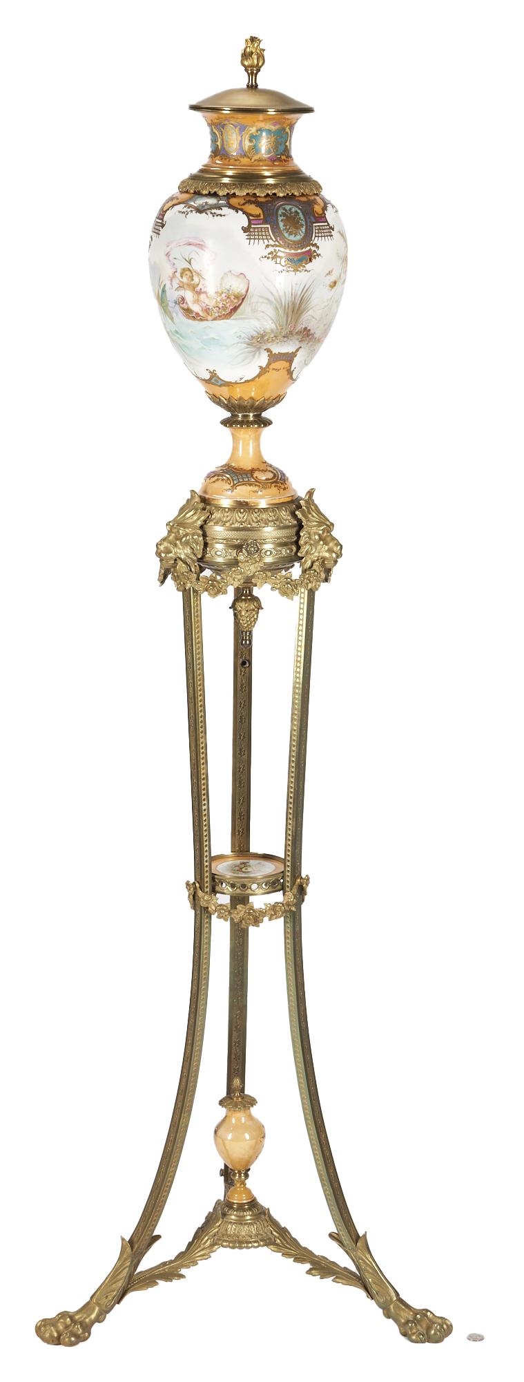 Sevres Style Urn on Bronze Stand (1 of 16)
