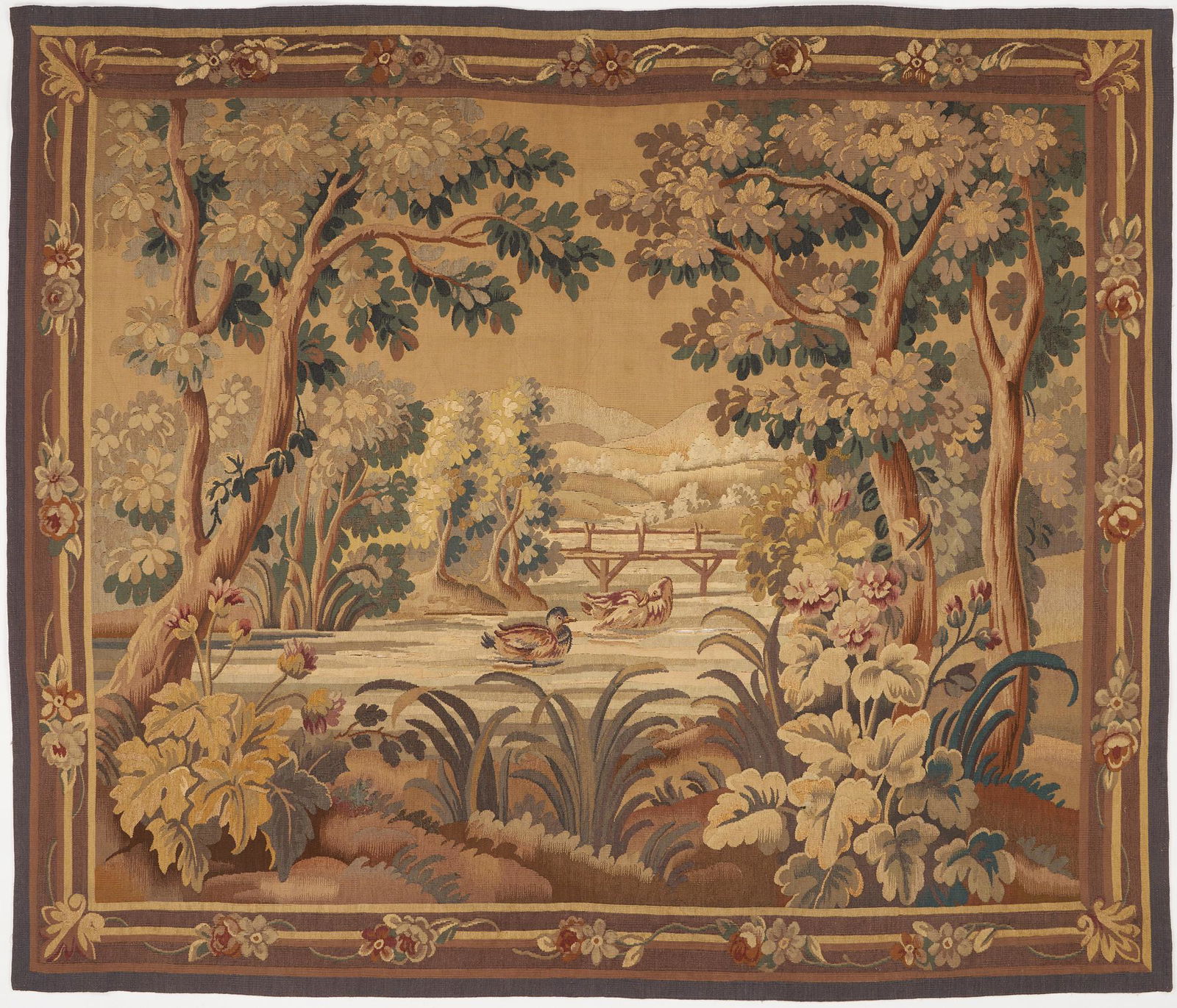19th c. French Aubusson Tapestry, Landscape with Ducks (1 of 10)