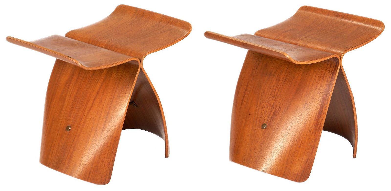Pr. Mid Century Bentwood Butterfly Stools, Yanagi Style (1 of 7)