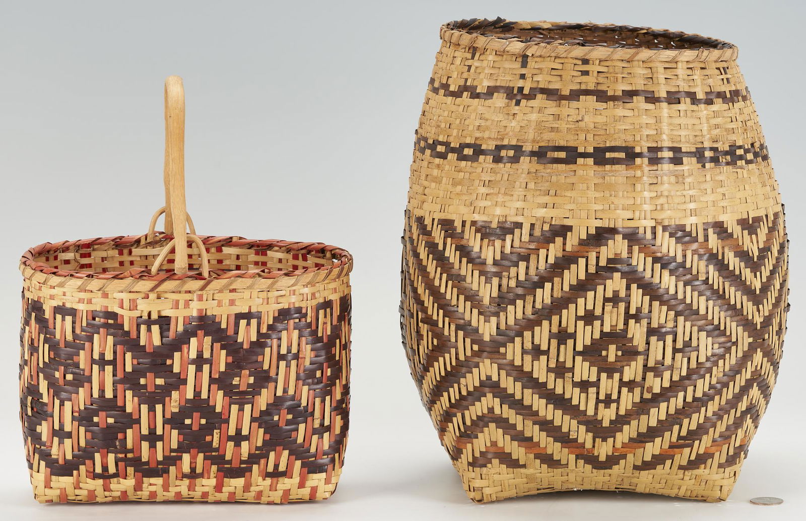 2 Native American Cherokee Rivercane Baskets, incl. Edmond Youngblood, 1984 (1 of 12)