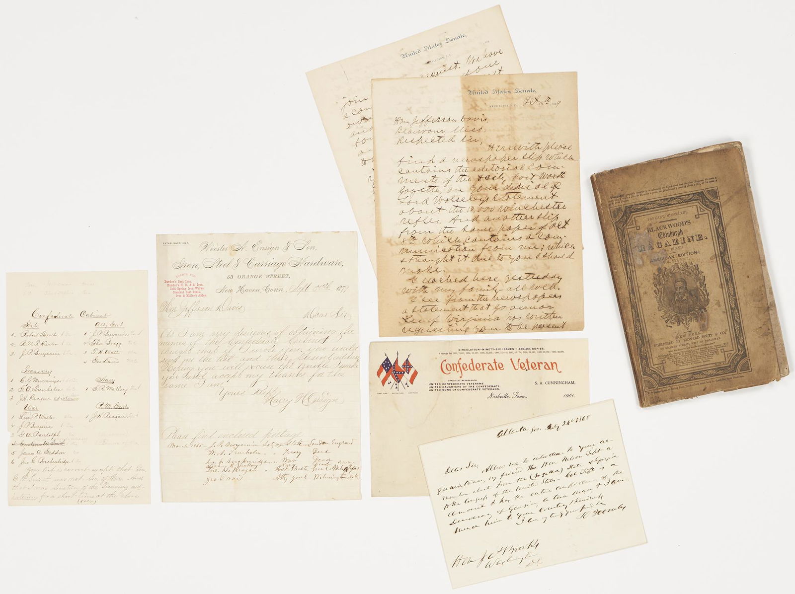 Jefferson Davis, Toombs & Reagan Post Civil War Letters and Ephemera (1 of 18)