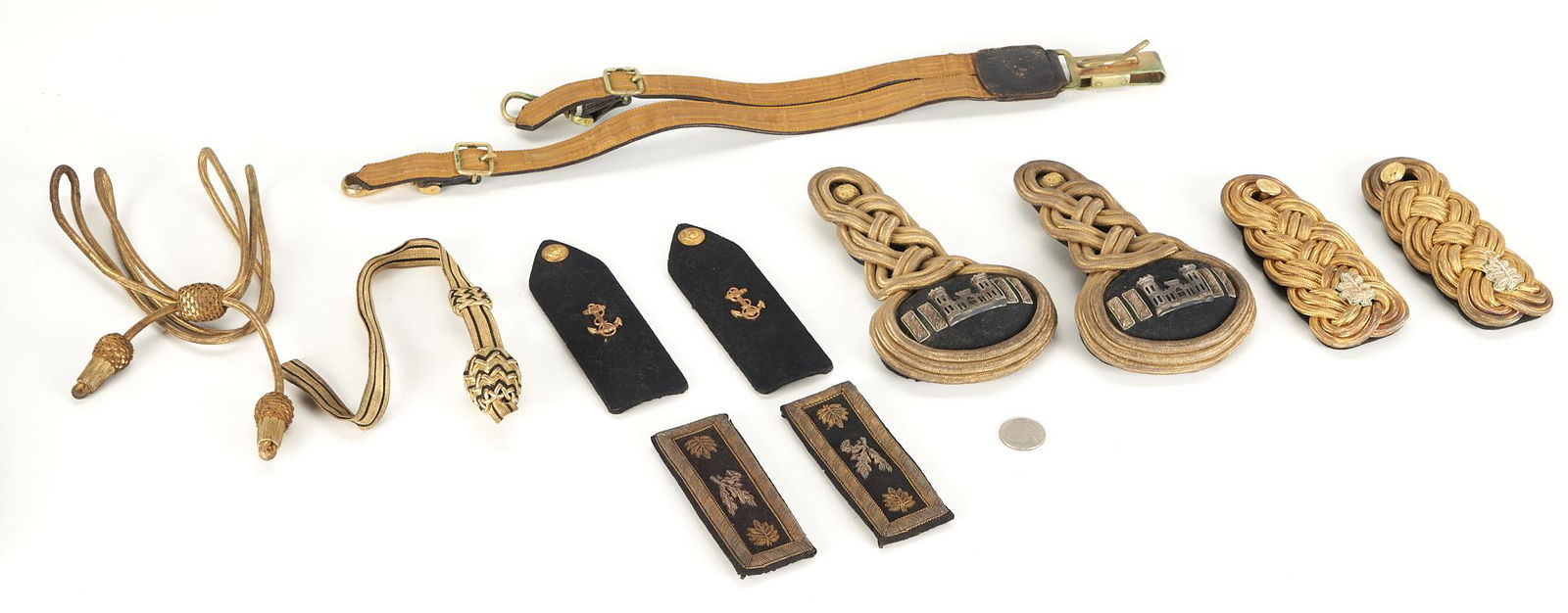 19th C US Military Epaulettes, Belt, Cords and Case, Winslow family (1 of 15)