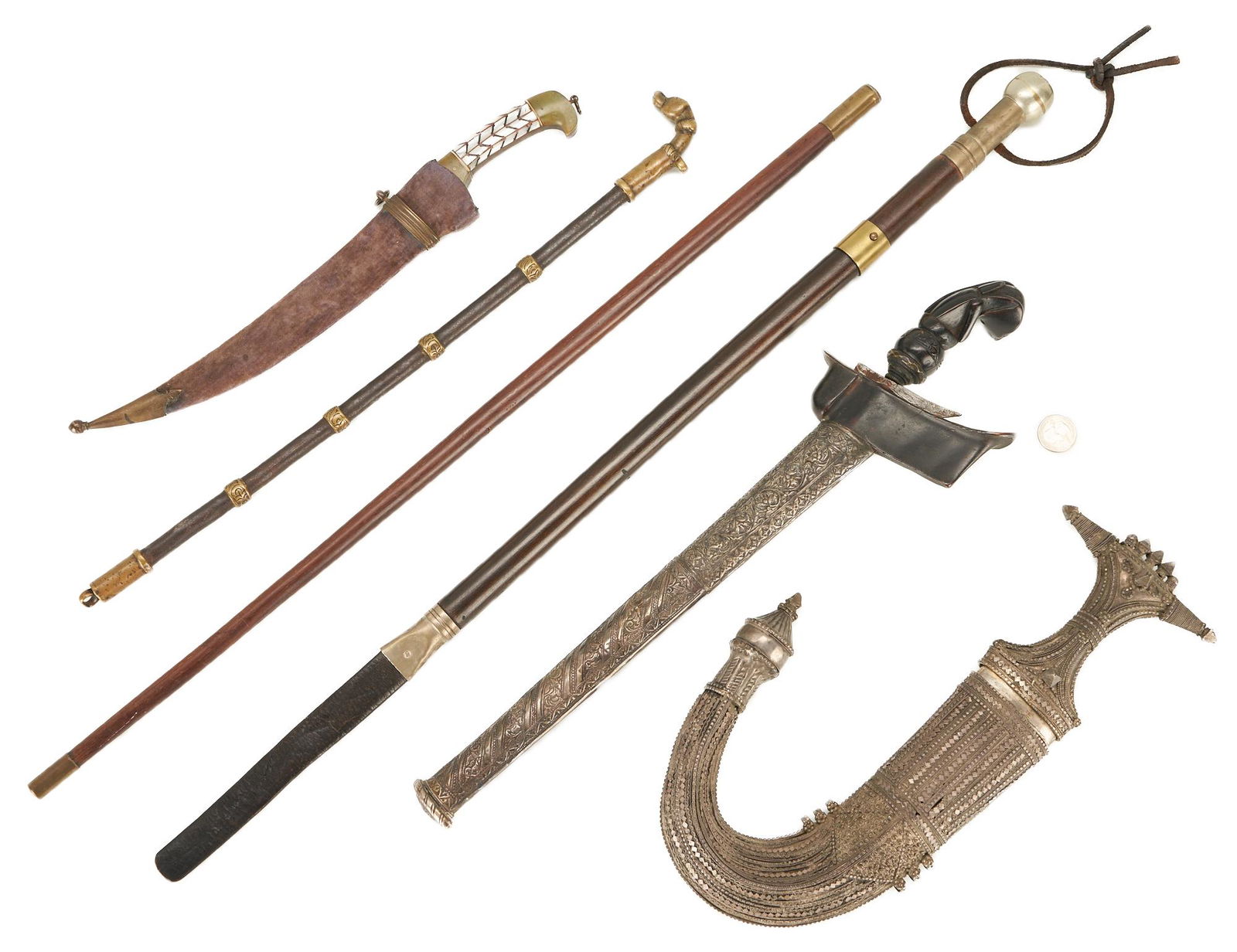 G. Bascalia Sword Cane, 3 Middle Eastern Daggers, & 2 Walking Sticks, 6 items (1 of 12)